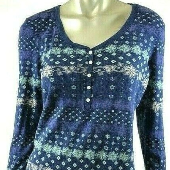 Victoria's Secret Fair Isle Thermal Knit Henley - Picture 1 of 7